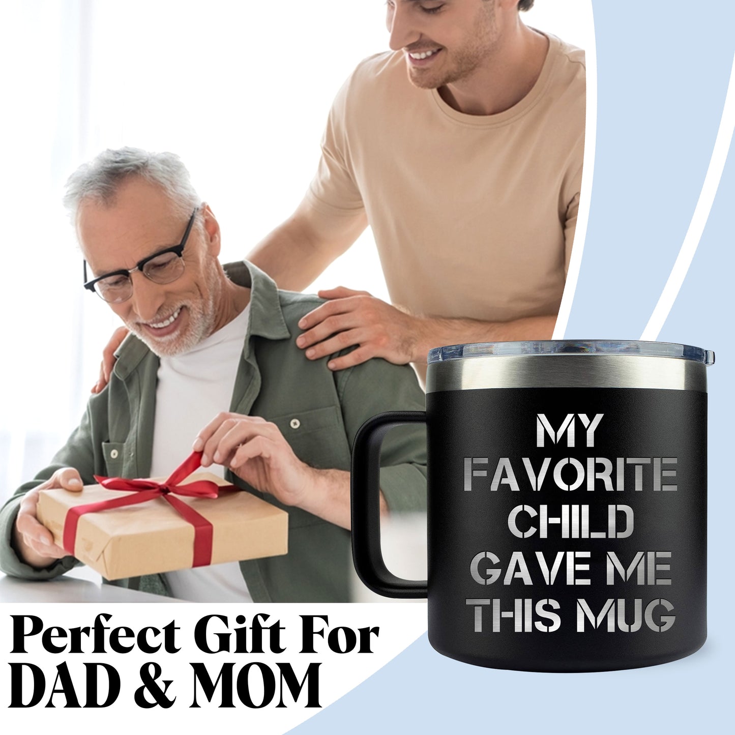 Father's Day Gifts for Dad - Father's Day Gifts from Daughter, Son - Dad Gifts from Daughter, Son for Fathers Day - Dad Birthday Gifts, Birthday Gifts for Dad, Funny Present for Dad, Dad Mom Mug 14Oz