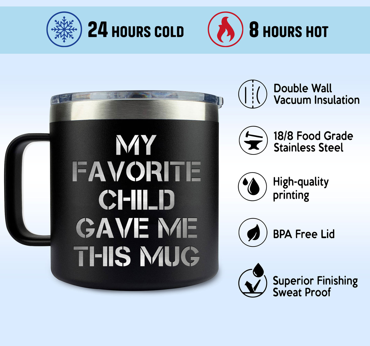 Father's Day Gifts for Dad - Father's Day Gifts from Daughter, Son - Dad Gifts from Daughter, Son for Fathers Day - Dad Birthday Gifts, Birthday Gifts for Dad, Funny Present for Dad, Dad Mom Mug 14Oz