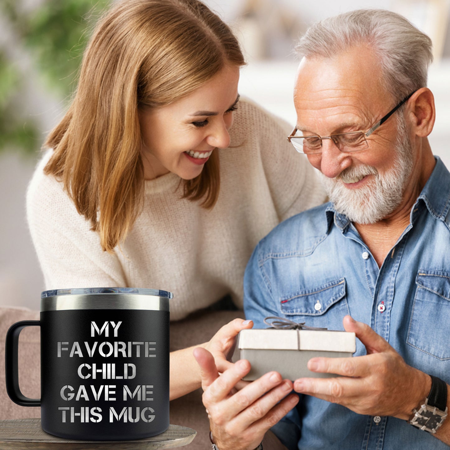 Father's Day Gifts for Dad - Father's Day Gifts from Daughter, Son - Dad Gifts from Daughter, Son for Fathers Day - Dad Birthday Gifts, Birthday Gifts for Dad, Funny Present for Dad, Dad Mom Mug 14Oz
